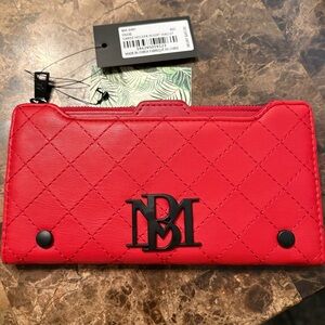 Badgley Mischka Red Quilted Key & Card Holder Wallet NWT